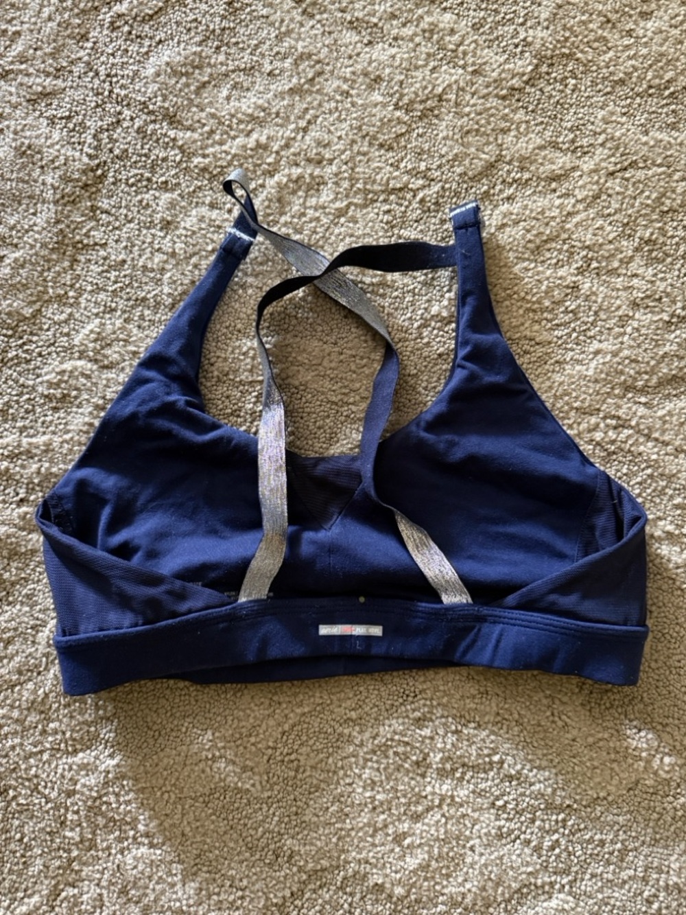 aerie Navy Sports Bralette with Silver Metallic Straps